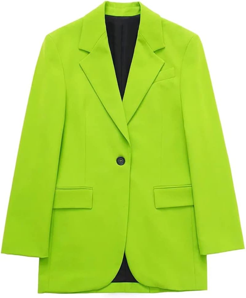 Woman Elegant Office Lady Jackets Coat Suit Loose Single Button Chic Blazers