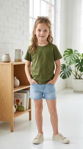 Image of Kids T Shirt Short Sleeve Crewneck Tee for Toddler Boys and Girls Cotton Basic Summer Top 2-6 Years