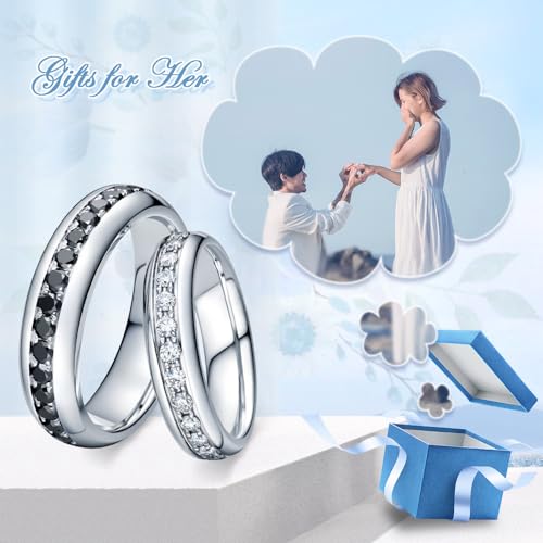 DIYA Personalized Wedding Ring Sets for Him and Her 925 Sterling Silver D Color VVS1 Moissanite Wedding Band Set for Couples Engagement Rings Set Christmas Valentines Day Gift for Wife Girlfriend3
