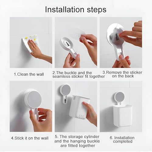 Image of SHOPPOFOBIX Plastic Toothbrush Holders for Bathroom | Wall Mounted Toothbrush Holder | Self-Adhesive Bathroom Organiser Without Drill for Toothbrushes | Washroom Organizer for Tooth Brush