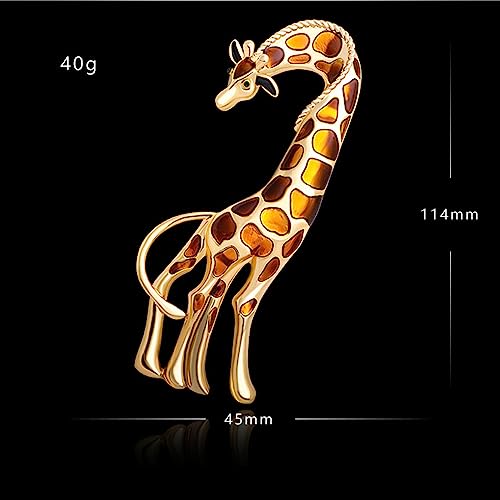 Image of Enamel Giraffe Animal Brooch Pin for Women Men Fashion Rhinestone Gold Tone Dress Hat Costume Accessories Creative Christmas Birthday Holiday Decor Jewelry Gift for Pet Lover