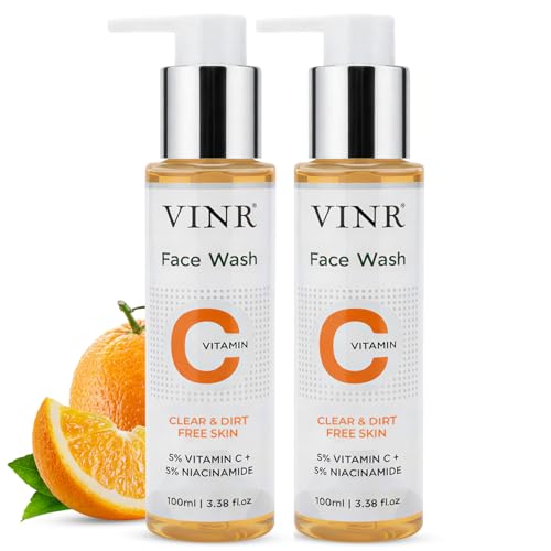Image of VINR 5% VITAMIN C + E Super Bright Gel FACE WASH For Glowing And Brightening Skin | INFUSED WITH VITIS VINIFERA | All Skin Types| Combination of Hyaluronic & Vitamin B3 | Face Wash For Women & Men |200Ml ( Pack of 2)