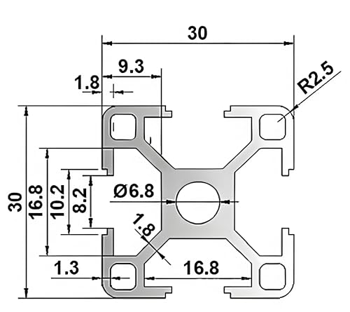 Coavoo 3030 Extrudiertes Aluminium 1000 mm lang Nut Schwarz, Extrusion Aluminium 30 mm x 30 mm 30 Serie T-Profil eloxiert Europäischer Standard Linearschiene Rahmen 2 Stück