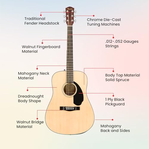 Image of Fender FA Series Dreadnought Acoustic Guitar - Natural Bundle with Gig Bag, Tuner, Strap, Strings, Picks, and Austin Bazaar Instructional DVD