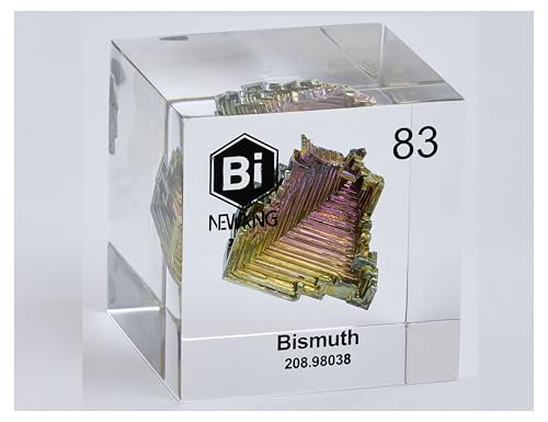 Image of Real Bismuth Periodic Table Collection - Acrylic (Not Resin) Anti-Yellowing 5CM /2 inch Cube, STEM Education Tool, Personal Museum Specimen, Scientific Desk Decor & Paperweight (83 Bi Bismuth)