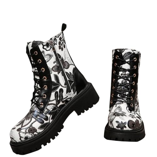 Bottines à talons hauts avec imprimé confortable et fermeture éclair blanc 40