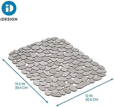 iDesign 60663 Pebblz Dish Mat, Large Plastic Sink Protector, Draining Board Mat, Graphite
