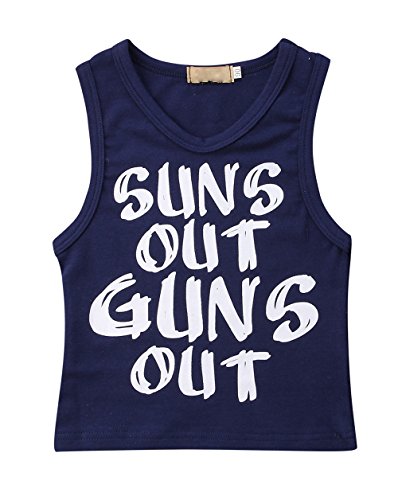 Toddler Boys Sun's Out Guns Out Tank Top Sleeevless T Shirt(4T,Black)