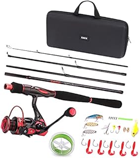 ZACX Fishing Rod and Reel Combos with Line Lures Hooks Jigs and Premium Portable Case for Saltwater/Freshwater Fishing Gear Equipment, Travel Fishing Rod-Fishing Gifts for Men