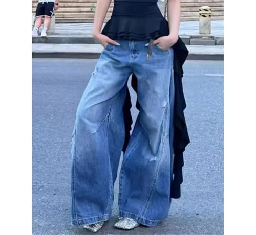 Men's New Vintage Denim Jeans, Casual Ripped Design, Loose Fit Wide Leg Trousers 7