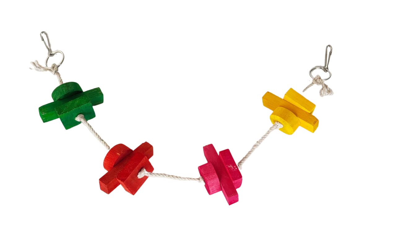 KSK Bird Wooden Rope Swing Multicolored Hanging Bird Cage Toy Bird Toys for Parrots, Small and Medium Birds(26In) (B0746782CB) Amazon Price History, Amazon Price Tracker
