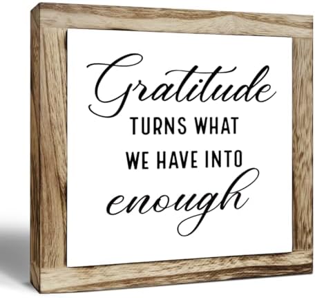 Rustic Wood Sign, Gratitude Turns What We Have Into Enough Sign, ...