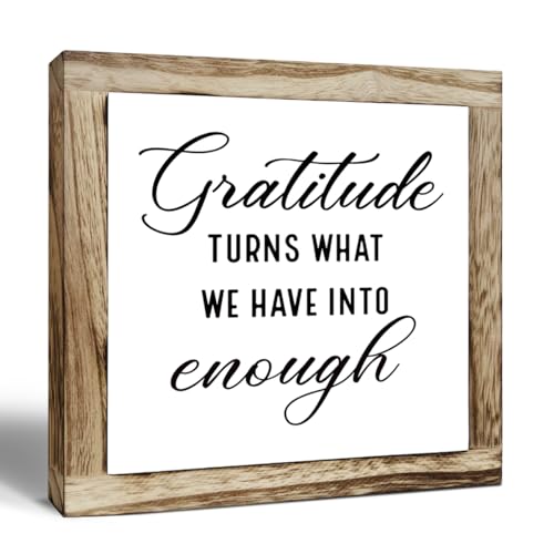 Rustic Wood Sign, Gratitude Turns What We Have Into Enough Sign, ...