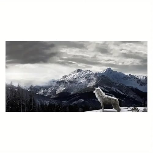 Poster loup de montagne LIFKNVN 90x180cm grande toile moderne salon