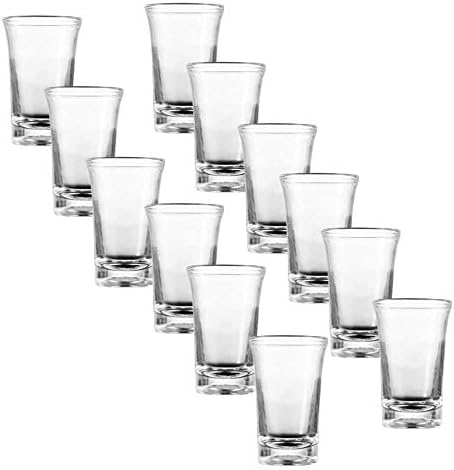 12 Pack heavy base Acrylic Plastic Shot Glasses, Unbreakable shot glass Perfect for Shot Dspenser, Bars, Parties, All Liquor, Cocktails & Family Game Night, (Capacity 1.2 oz Clear 12 Pack)