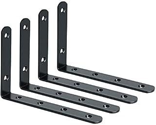 SAYAYO EJ6207W-8P kątowy regał ze stali nierdzewnej w kształcie litery L, 90 stopni, ze śrubami do biurka, stołu, mebli drewnianych, 8 sztuk, grubość 4 mm, 150 x 100