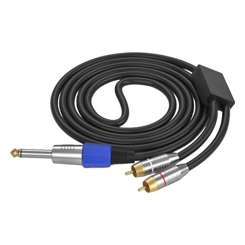 50cm-10m Long 6.35mm Male to Male Cable 1 to 2 Y Splitter Cord for Amplifiers and Mixing Consoles