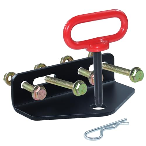 Image of [Upgraded] Universal Heavy Duty Zero Turn Mower Trailer Hitch | Including Red Lawn Mower Trailer Hitch Pin, Hardware kit(4 Bolts+2x Nuts+1 R-Clip) and L Socket Wrench