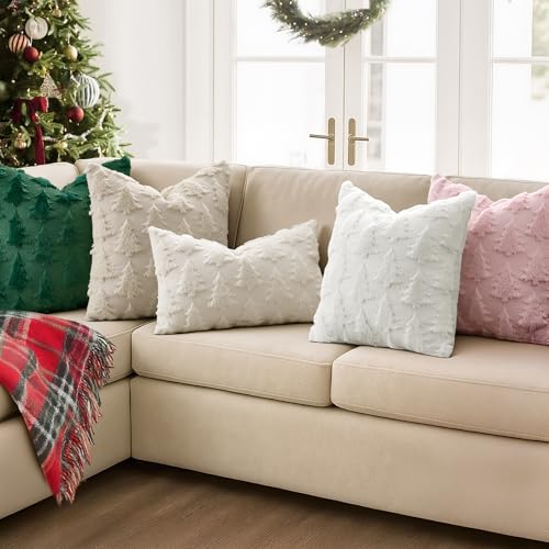 Image of MIULEE Christmas Throw Pillow Covers Pure White Set of 2 16x16