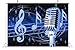 BELECO 8x6ft Fabric Microphone Music Backdrop Music Notation Musical Notes Background Music Karaoke Theme Party Decorations Photo Booth Shoot Studio Props