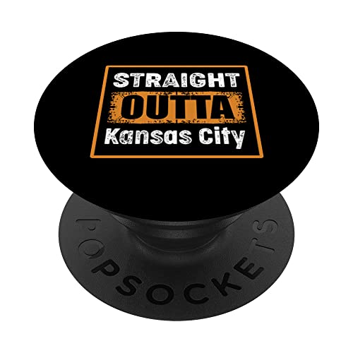 Straight Outta Kansas City Kansas USA Retro Humor PopSockets PopGrip Intercambiable