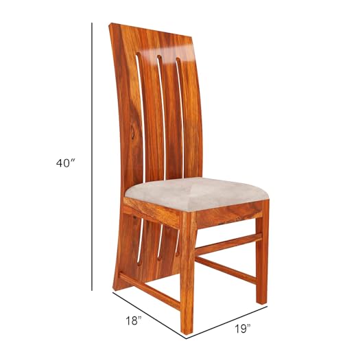 Image of KendalWood Furniture Sheesham Wood Dining Table with 6 Chairs with 1 Table | 1 Year Warranty | 6 Seater Dining Set- Dining Room Furniture (Finish Color:-Teak Finish with Cream Cushion)