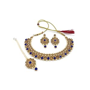 ZaffreCollections Shimmering Chunky Blue Necklace Set for Women and Girls 5 41PrAddIrDL. SL500 . SS300