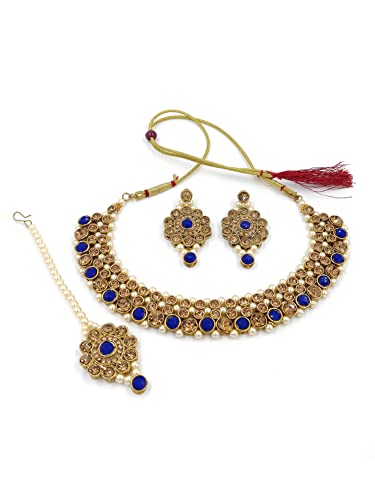 ZaffreCollections Shimmering Chunky Blue Necklace Set for Women and Girls 3 41PrAddIrDL. SL500