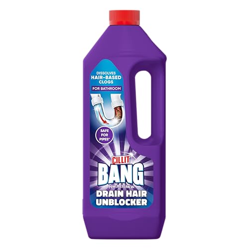 Cillit Bang Hair Drain Unblocker Gel Dissolves Hair-Based Blockages For Showers and Baths 1 Litre (2 Uses)