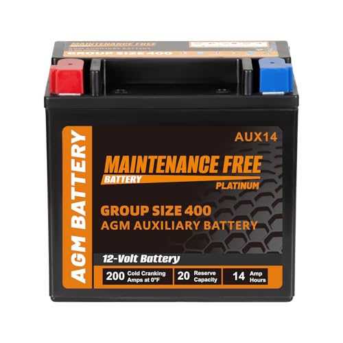 Autocessking AUX14 BCI Group 400 AGM Auxiliary Battery 12V 14Ah 200 CCA 20 RC Rechargeable