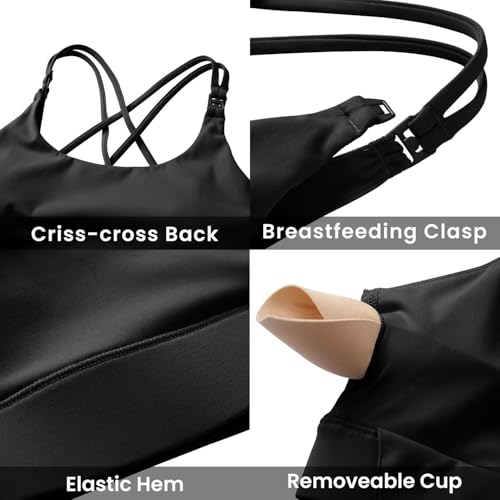 V VOCNI Nursing Bras for Breastfeeding Maternity Sports Bras Tank Top Sexy Crisscross Back Workout Yoga Pregnancy Bra2