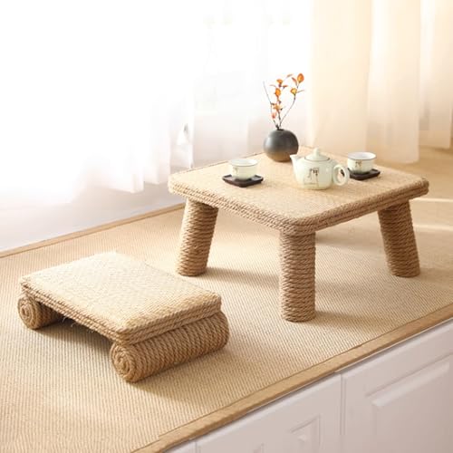 Table basse en rotin tatami assise basse meuble peu encombrant de salon - 6