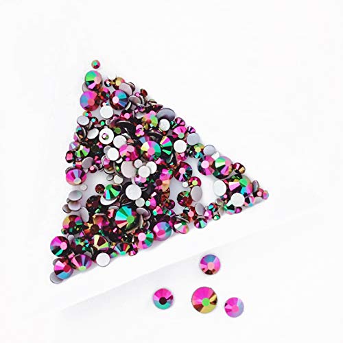 Dowarm 2650 Pieces Glass Flat Back Crystal Rhinestones Round Gems, 6 Sizes 1.5mm 2mm 2.8mm 4mm 4.8mm 6.5mm, Flatback Crystals Loose Gemstones for Crafts Nail Face Art Clothes Jewels (Rainbow AB)