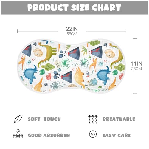 xigua Dinosaurs Muslin Baby Burp Cloths Set of 2, Super Soft & Absorbent Burping Rags, Cotton Burp Clothes Shower Gift for Newborn, Baby Girls and Boys4