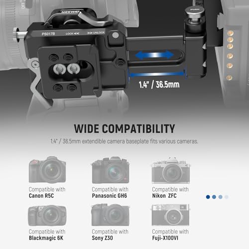 Image of NEEWER V Mount Battery Plate, Modular V Lock Adapter with Arca Type QR Plate, Portable Charger Holder PS099E Compatible with DJI RS4 RS3 Gimbal Camera Cage Video Rig Accessories, PS017B