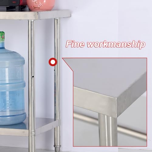 Tavolo da cucina in acciaio inox resistente con ampio spazio per ristoranti e chef casalinghi, ideale per la preparazione degli alimenti e le attività di cottura