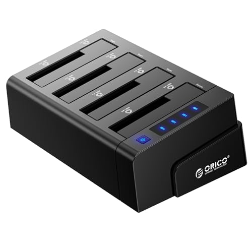 ORICO USB3.0 HDDケース クローン機能付き 2.5 / 3.5インチ SATA HDD/SSD 対応 4ベイ ハードディスクケース 工具不要 10TB*4台対応 電源アダプター付 ブラック 6648US3