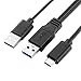 CY Type-C USB 3.0 Power Y Cable, Dual USB3.0 Data & USB2.0 Power A Male to USB-C USB 3.0 Cable with Extra Power for SSD HDD