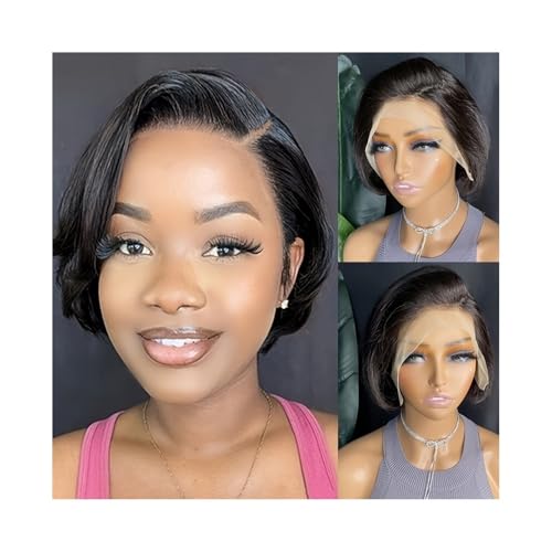Perruque de cheveux humains courts bob lace front naturelle 8 pouces style chic au quotidien