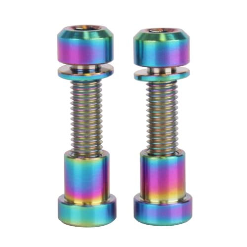 Image of Titanium Bolt M5x16 18 20mm with Washer Steerer Clamp Nut for Bicycle Stem Front Forking Lock Pack of 2 (Rainbow, M5x18mm)