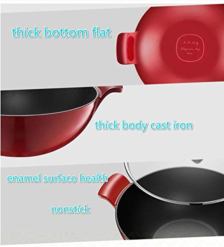 Wok de hierro fundido esmaltado 5L con mango desmontable miniatura 5