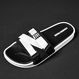 Hausschuhe Pantoletten Slipper Damen Herren Hausschuhe Männer Nach Hause Indoor Rutschen Männer Schuhe Komfort Flache Sohle Rutschfeste Flip-Flops Trend Strandschuhe Sport Hausschuhe-Black_And_White_8