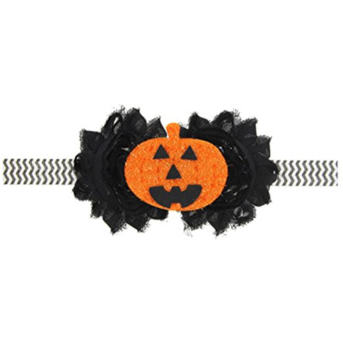 ZOONAI Baby Girl's Halloween Pumpkin Headband Newborn Infant Hair Band (Pumpkin Black)