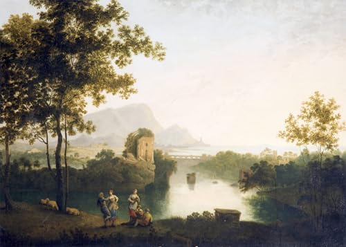 Cuadro decorativo 60x90cm basado en la pintura de lienzo Serata alla foce del fiume