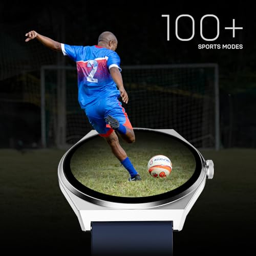 Image of Fire-Boltt Phoenix Nova Smartwatch 1.43 inch Slim Super AMOLED Display, 466x466 Pixel Always-On Display, Bluetooth Calling, Health Tracker for Men & Women Classic Blue
