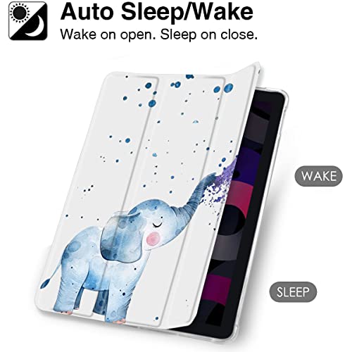 MAYCARI Cartoon Blue Elephant Case for iPad Pro 12.9 inch, Cute with Pencil Holder, Auto Sleep/Wake, Soft TPU Back Protective Case - Image 3