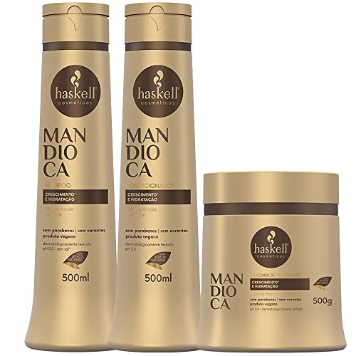 Kit Haskell Mandioca Shampoo Condicionador e Máscara 500ml