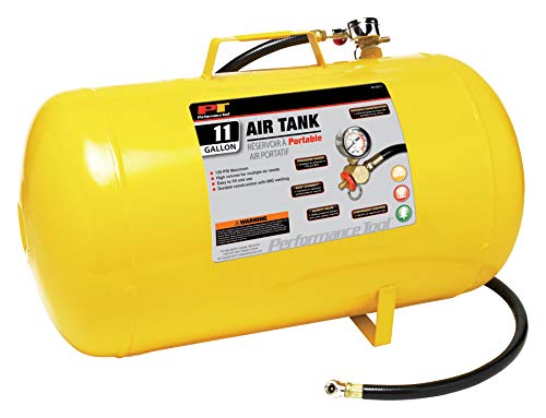 Performance Tool W10011 Hi-viz 11-Gallon Horizontal Portable Air Tank With Tire Air Chuck