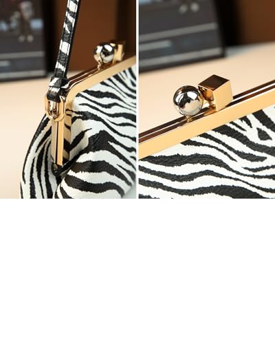 Image of Rejolly Women Vintage Kiss Lock Top Handle Handbag Evening Purse Crossbody Shoulder Bag with Chain Strap