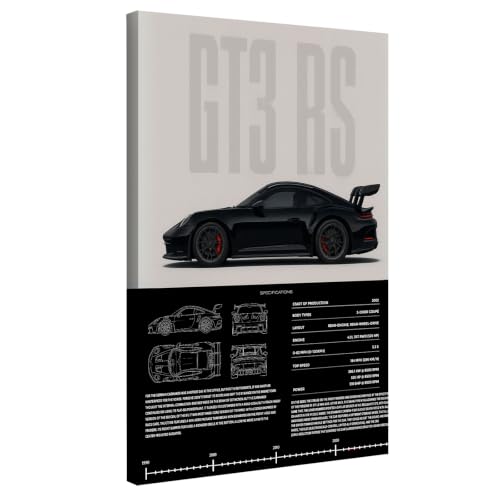 InkFlow Posters Vintage Racing Car Canvas Poster - Classic Supercar Wall Art for Boys Bedroom, Living Room, Dorm - Ideal Print Decor for Car Enthusiasts - 8x10 WRAPPED CANVAS Print